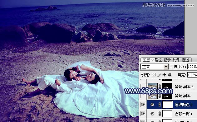 Photoshop调出紫色调海边婚纱照,PS教程,图老师教程网