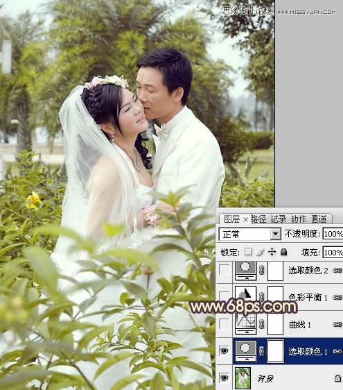 Photoshop调出外景婚片柔美黄色调,PS教程,图老师教程网