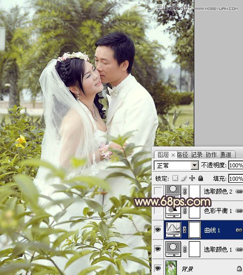 Photoshop调出外景婚片柔美黄色调,PS教程,图老师教程网