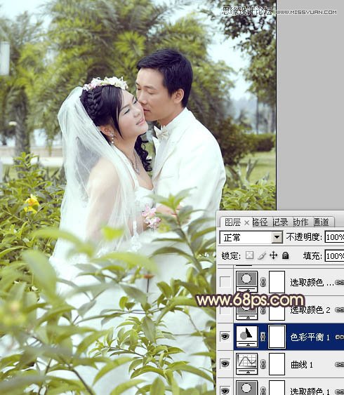 Photoshop调出外景婚片柔美黄色调,PS教程,图老师教程网