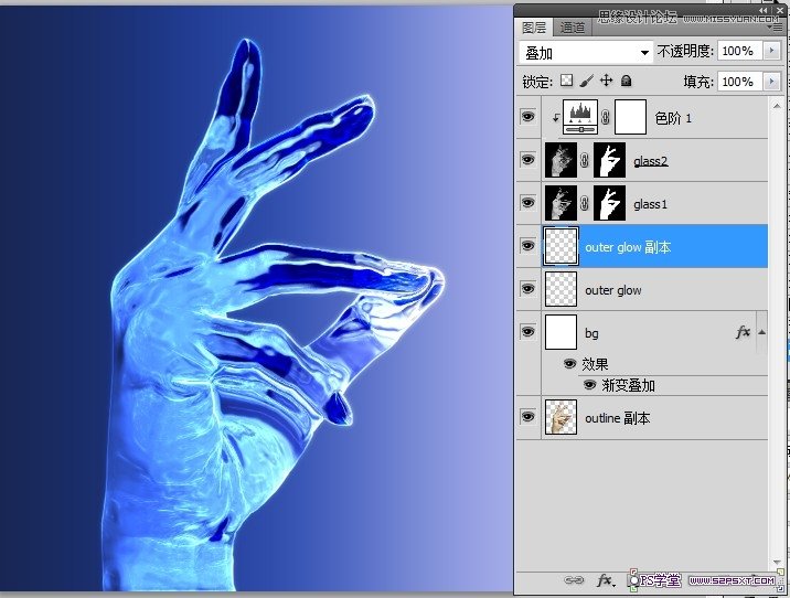 Photoshop把手制作成水晶玻璃效果,PS教程,图老师教程网