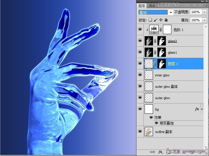 Photoshop把手制作成水晶玻璃效果,PS教程,图老师教程网