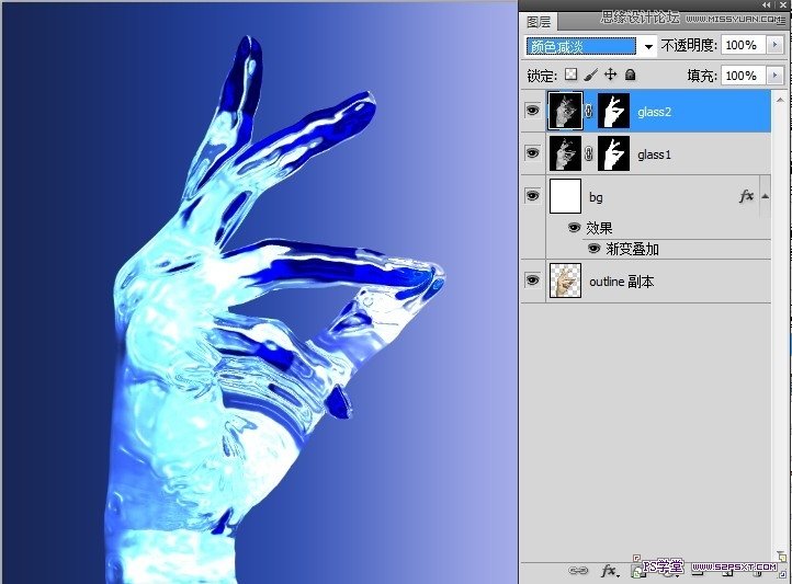Photoshop把手制作成水晶玻璃效果,PS教程,图老师教程网