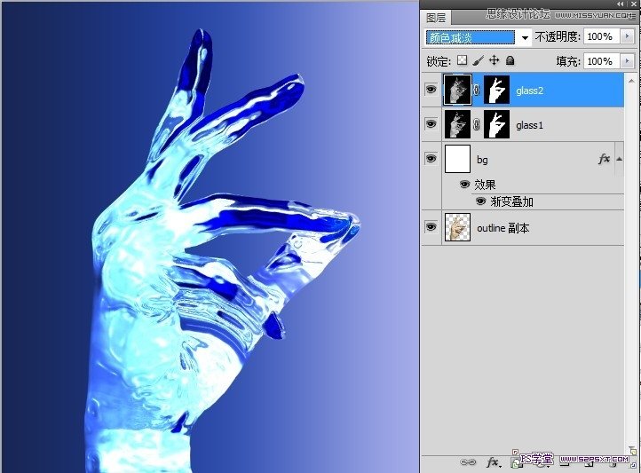 Photoshop把手制作成水晶玻璃效果,PS教程,图老师教程网