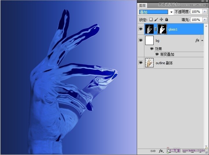 Photoshop把手制作成水晶玻璃效果,PS教程,图老师教程网