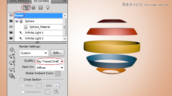 Photoshop3D功能制作立体效果的彩球,PS教程,图老师教程网