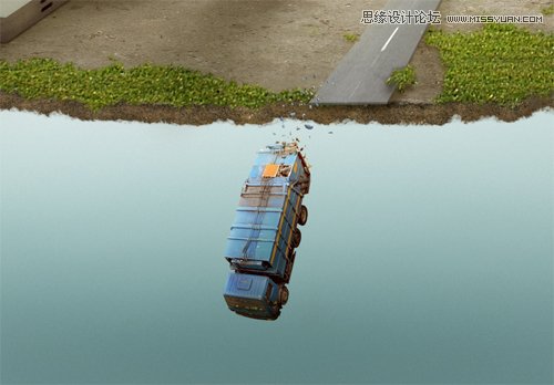 Photoshop合成从悬浮空中城市掉落的卡车,PS教程,图老师教程网