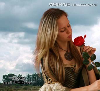 Photoshop合成玫瑰园看花的美女,PS教程,图老师教程网