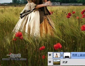 Photoshop合成玫瑰园看花的美女,PS教程,图老师教程网