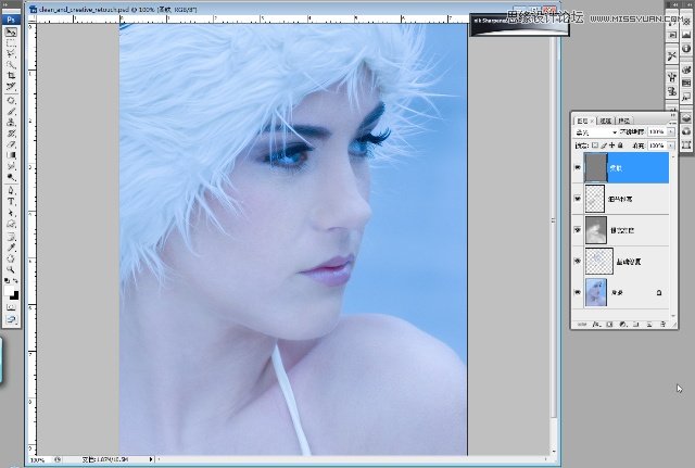 Photoshop把偏蓝广告美女调亮调白,PS教程,图老师教程网