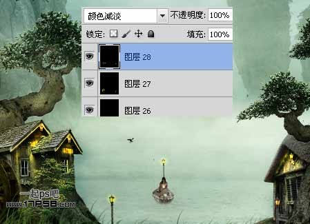 Photoshop合成迷雾江面泛舟的奇幻场景,PS教程,图老师教程网