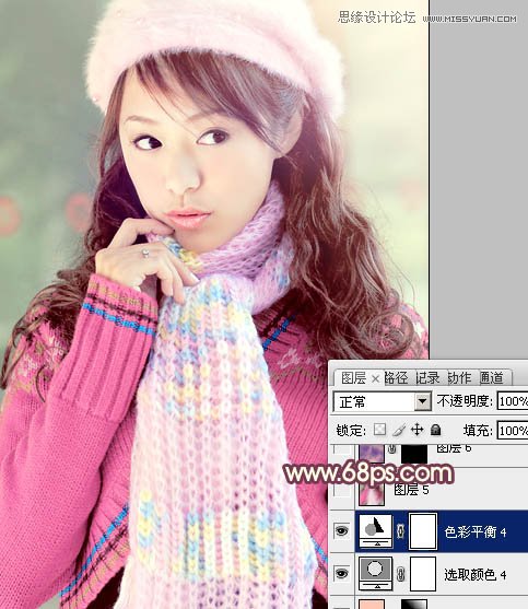 Photoshop调出冬季美女甜美柔色调,PS教程,图老师教程网