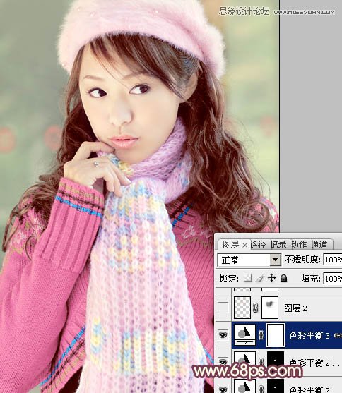 Photoshop调出冬季美女甜美柔色调,PS教程,图老师教程网