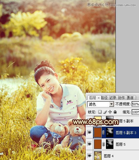Photoshop调出草地美女淡淡的黄色调,PS教程,图老师教程网