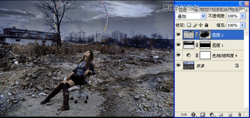 Photoshop调出做在废墟中的女孩战火颓废色彩,PS教程,图老师教程网