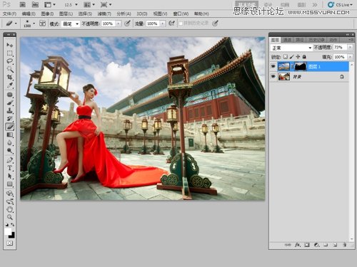 Photoshop给毫无生机外景照片添加云彩,PS教程,图老师教程网