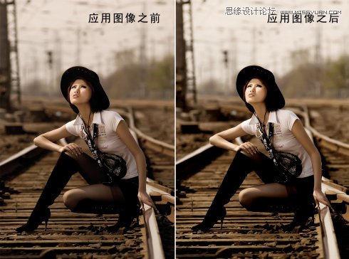 Photoshop调出美女冷冷的复古黄色调,PS教程,图老师教程网