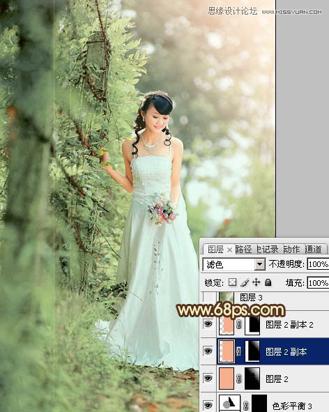 Photoshop给树林美女调出甜美绿色调,PS教程,图老师教程网