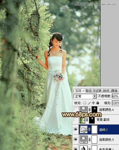 Photoshop给树林美女调出甜美绿色调,PS教程,图老师教程网