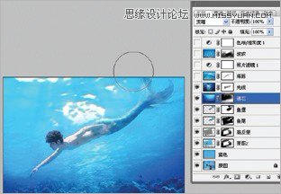 Photoshop使用素材合成水下男美人鱼场景,PS教程,图老师教程网