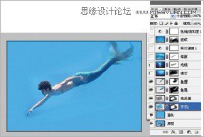 Photoshop使用素材合成水下男美人鱼场景,PS教程,图老师教程网