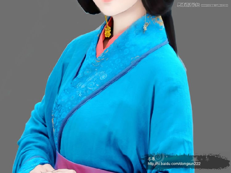 Photoshop古典美女转手绘之古典衣服,PS教程,图老师教程网