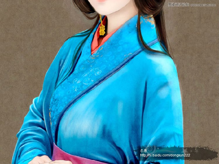 Photoshop古典美女转手绘之古典衣服,PS教程,图老师教程网