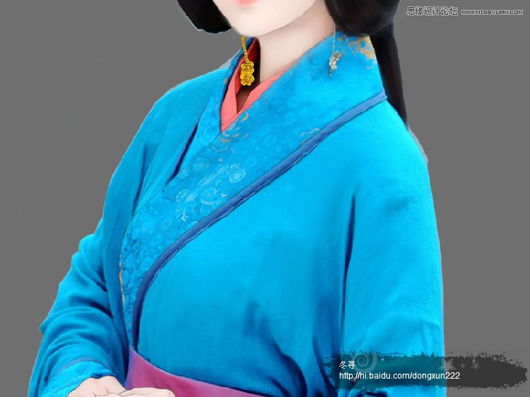 Photoshop古典美女转手绘之古典衣服,PS教程,图老师教程网