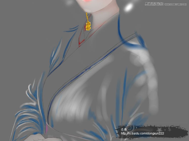 Photoshop古典美女转手绘之古典衣服,PS教程,图老师教程网