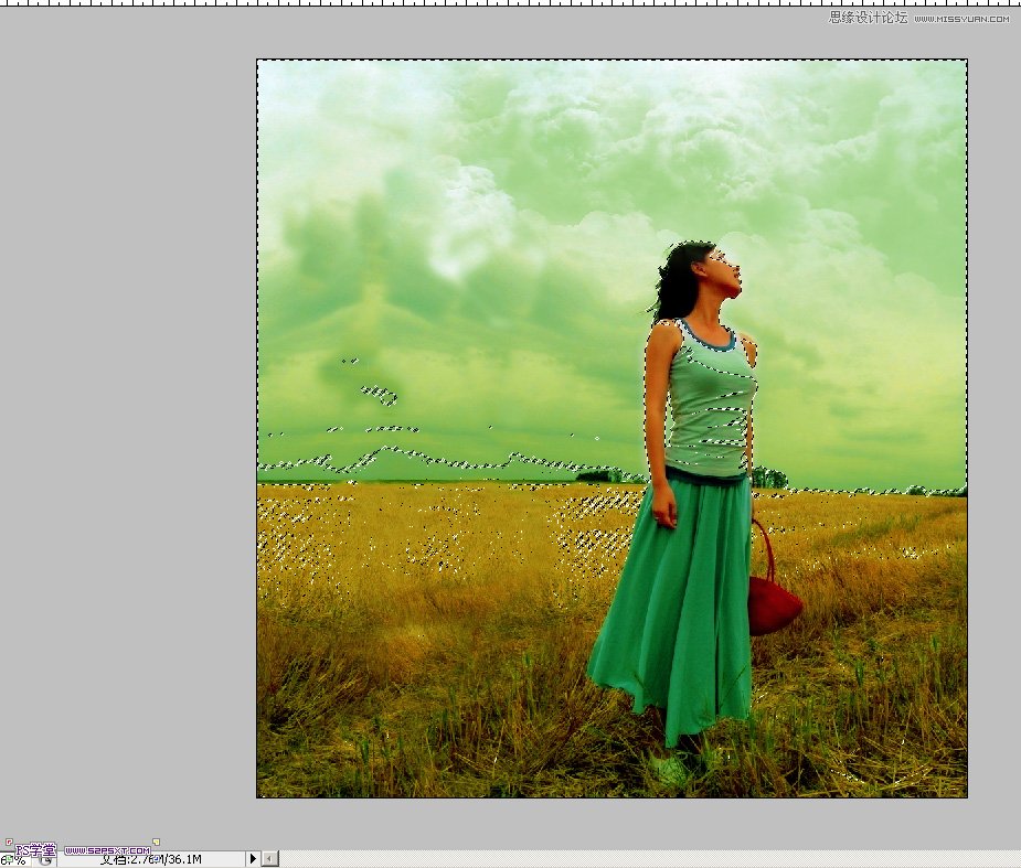 Photoshop调出野外绿色调人物背景教程,PS教程,图老师教程网