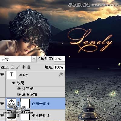 Photoshop合成女孩与灯忧伤孤独场景效果,PS教程,图老师教程网