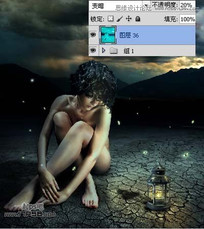 Photoshop合成女孩与灯忧伤孤独场景效果,PS教程,图老师教程网