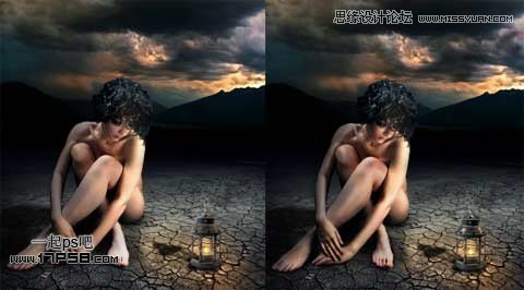 Photoshop合成女孩与灯忧伤孤独场景效果,PS教程,图老师教程网