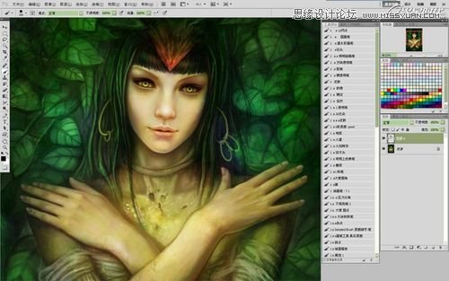 Photoshop CS5绘制丛林花妖油画风格插画教程,PS教程,图老师教程网