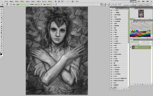 Photoshop CS5绘制丛林花妖油画风格插画教程,PS教程,图老师教程网