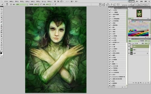 Photoshop CS5绘制丛林花妖油画风格插画教程,PS教程,图老师教程网