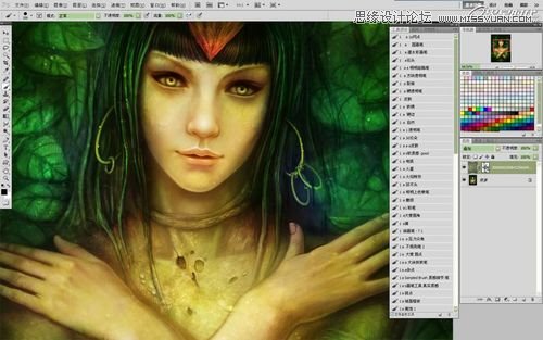 Photoshop CS5绘制丛林花妖油画风格插画教程,PS教程,图老师教程网