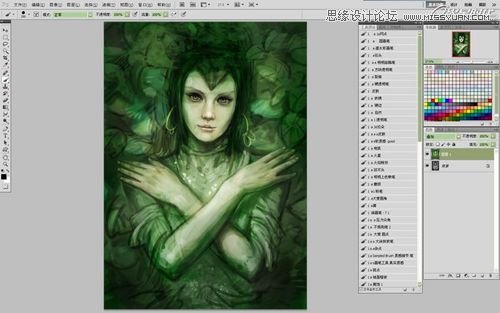 Photoshop CS5绘制丛林花妖油画风格插画教程,PS教程,图老师教程网