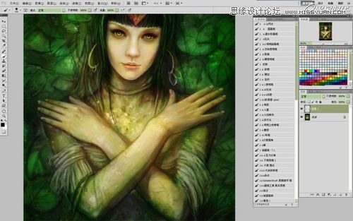 Photoshop CS5绘制丛林花妖油画风格插画教程,PS教程,图老师教程网