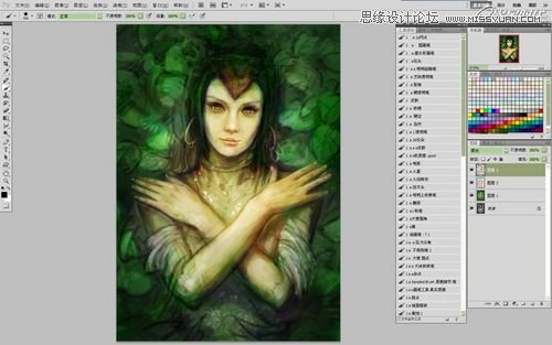 Photoshop CS5绘制丛林花妖油画风格插画教程,PS教程,图老师教程网