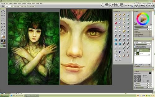 Photoshop CS5绘制丛林花妖油画风格插画教程,PS教程,图老师教程网