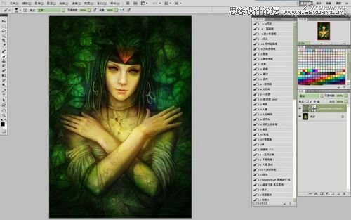 Photoshop CS5绘制丛林花妖油画风格插画教程,PS教程,图老师教程网