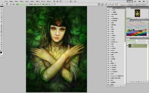 Photoshop CS5绘制丛林花妖油画风格插画教程,PS教程,图老师教程网
