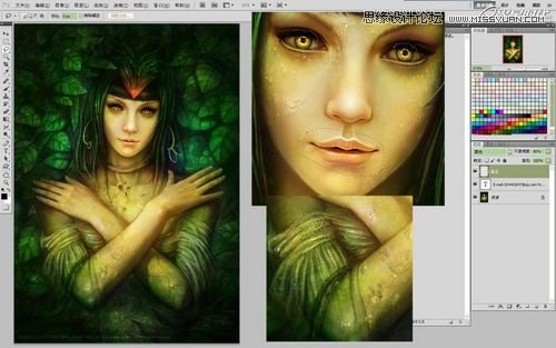 Photoshop CS5绘制丛林花妖油画风格插画教程,PS教程,图老师教程网