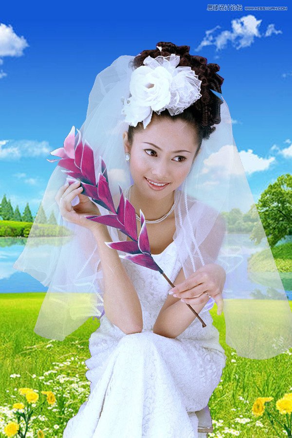 Photoshop慢方法细心抠出婚纱照