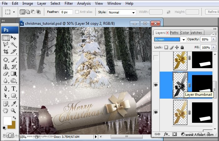 Photoshop设计超美的圣诞节挂历教程,PS教程,图老师教程网