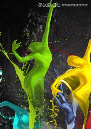 Photoshop合成教程：制作五彩动感的颜料舞者,PS教程,图老师教程网