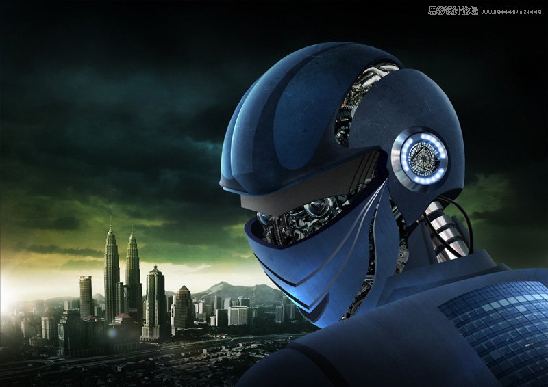 Photoshop绘制摧毁城市的超COOL外星机器人,PS教程,图老师教程网