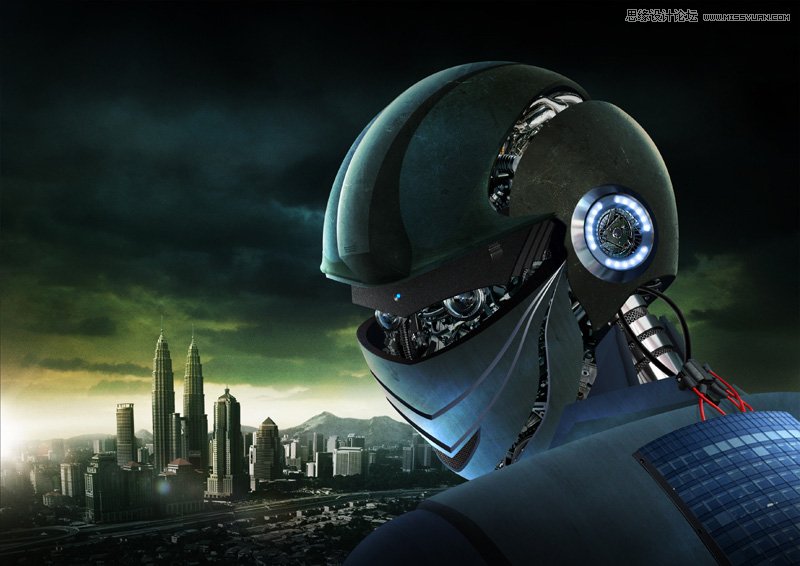 Photoshop绘制摧毁城市的超COOL外星机器人,PS教程,图老师教程网
