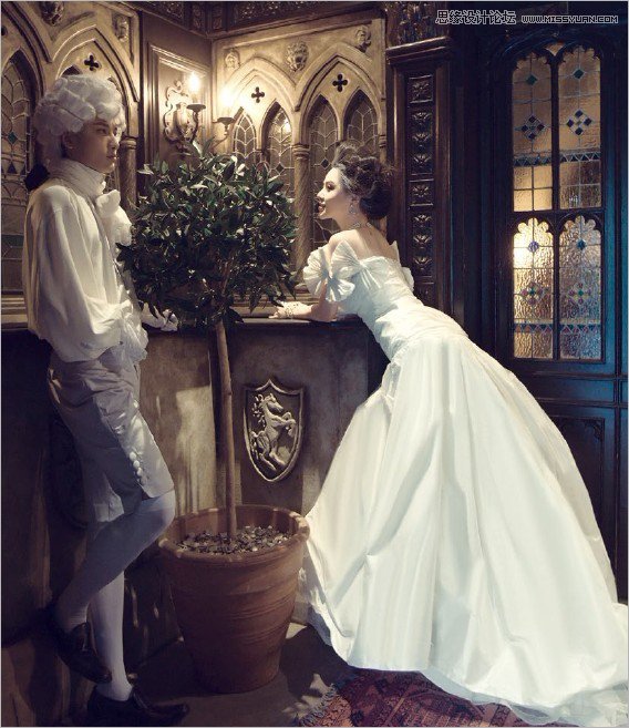 Photoshop调出欧式复古的婚纱照效果 - 转载教